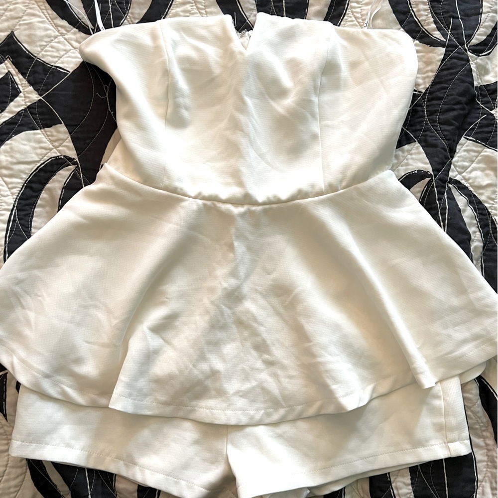 White strapless romper